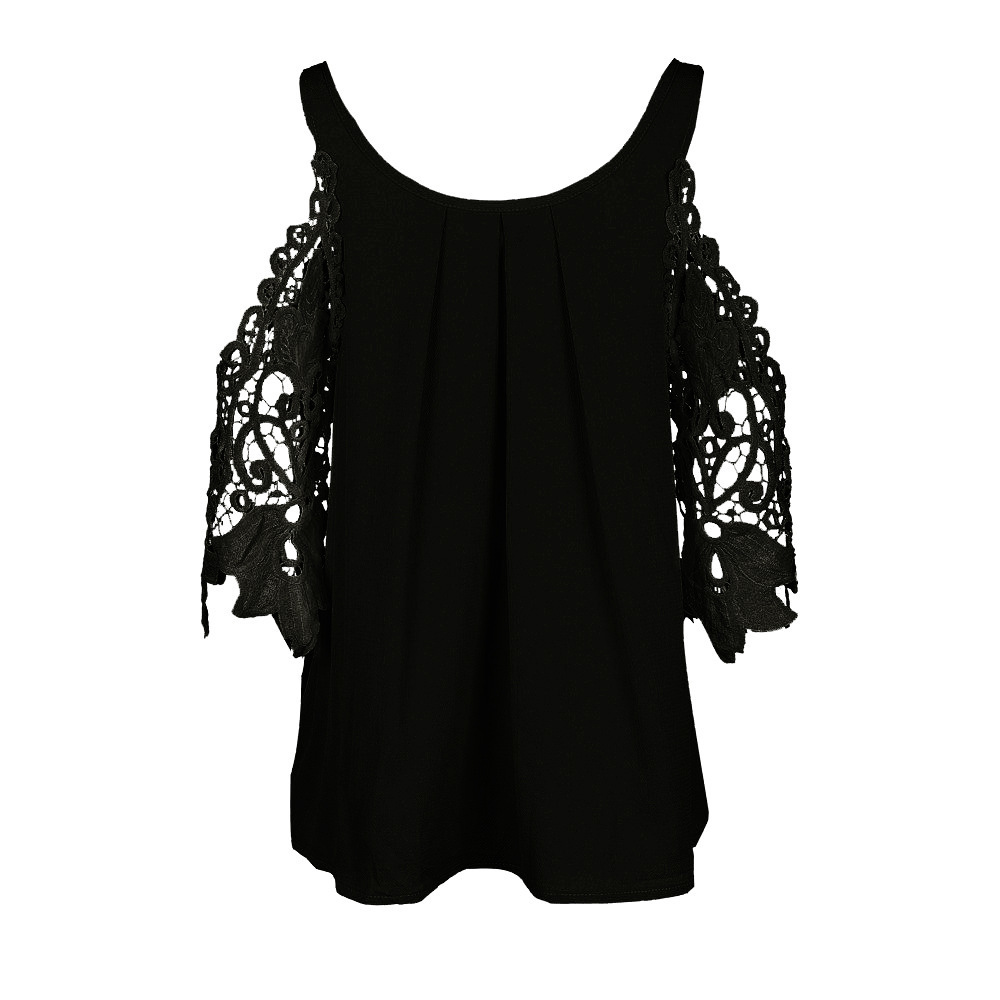 Women Blouse Shirt 2017 Summer Beach Casual Sexy Cold Shoulder Long Sleeves Hollow Out Ladies Mujer Tops Tee Ws1360y Y200930