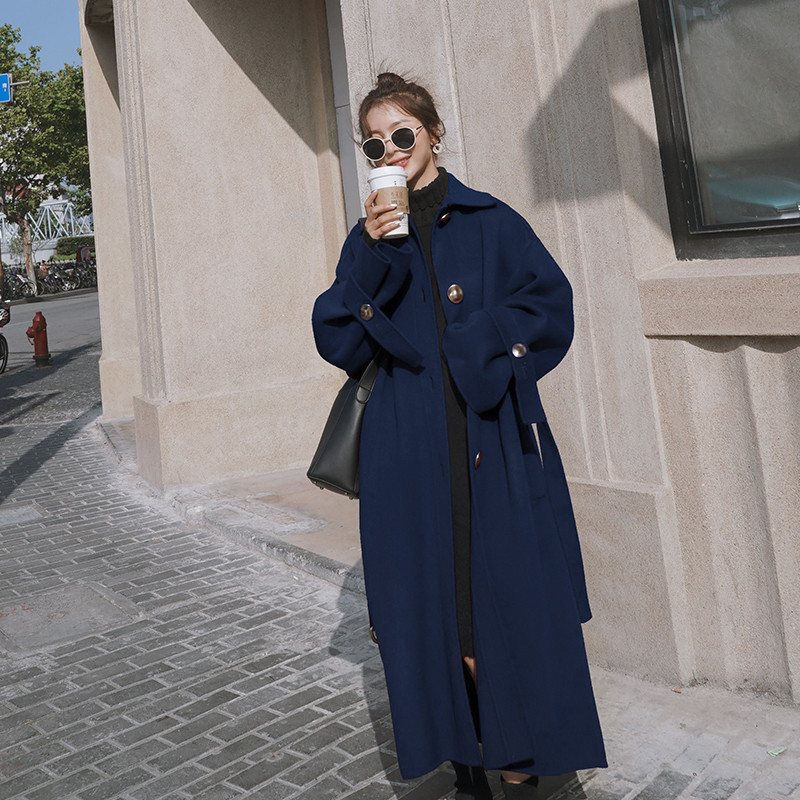 Bella Autumn Winter solid Women Casual Woolen Coat Female Long Windbreaker Jackets Korean Wool Coat lady Overcoats 201112