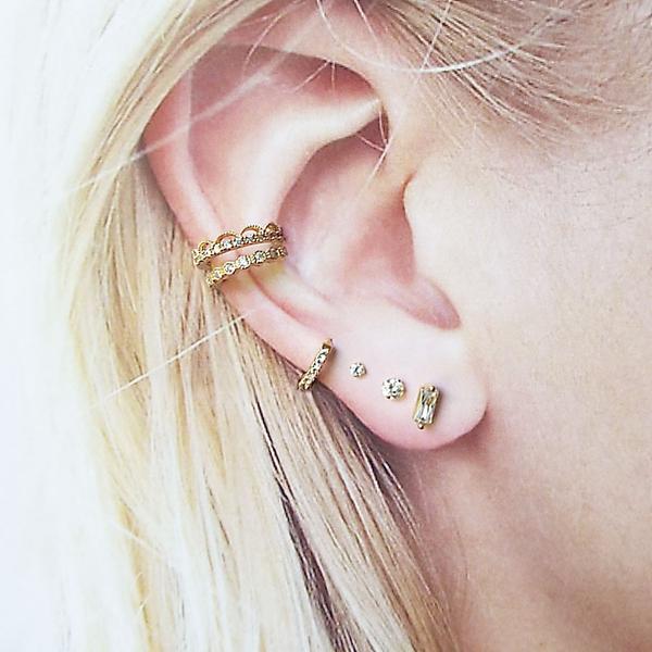 1 Piece Real 925 Sterling Silver Gold Plated Women Ear Cuff Micro Pave CZ Lace Band Romantic Women Clip on Earring Wholesale