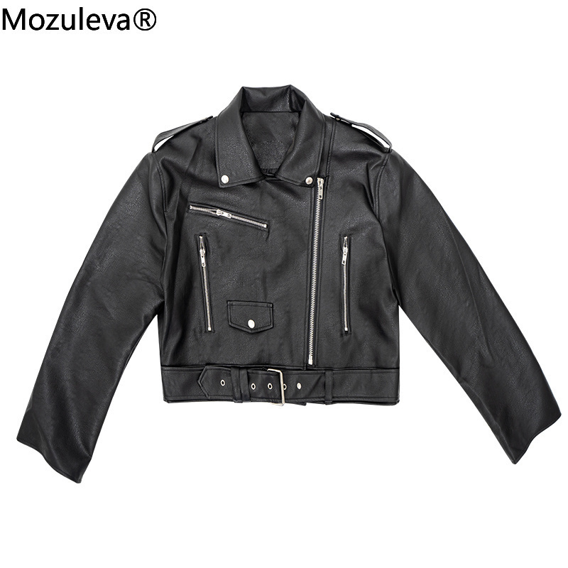 Mozuleva Winter Coat Retro High Street Turn-down Neck Women PU Leather Jacket Short Black Faux Leather Jacket Female Loose 201226