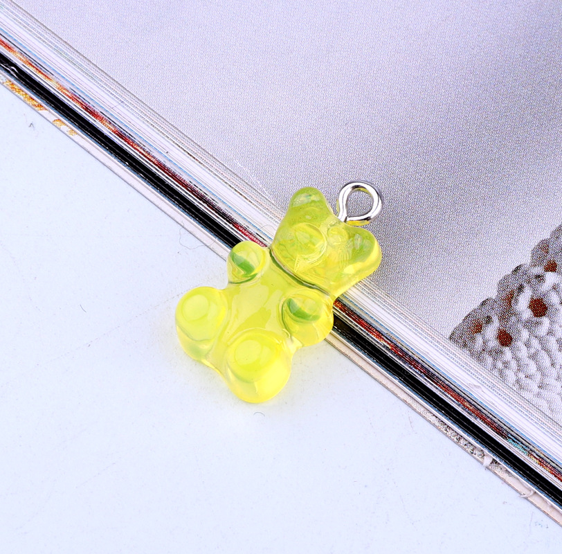 100pcs Cute Gummy Bear Charms Flat Back Resin Necklace Pendant Earring Charms For DIY Decoration 1123mm