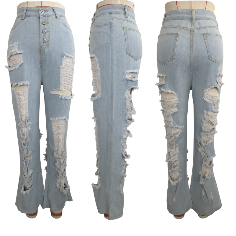 Streetwear Beggar Front Back Holes Destroyed Ripped Jeans For Women High Waist Distressed Jeans Loose Boyfriend Jeans Woman Mom 201029