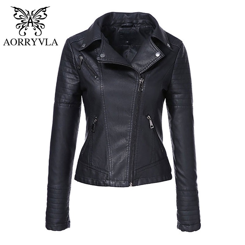 AORRYVLA New Spring Autumn Women's Moto Biker Zipper Jacket Turn Down Collar Black PU Faux Leather Jacket Slim Lady Basic Coat 201223
AORRYVLA New Spring Autumn Women's Moto Biker Zipper Jacket Turn Down Collar Black PU Faux Leather Jacket Slim Lady Basic Coat 201223
