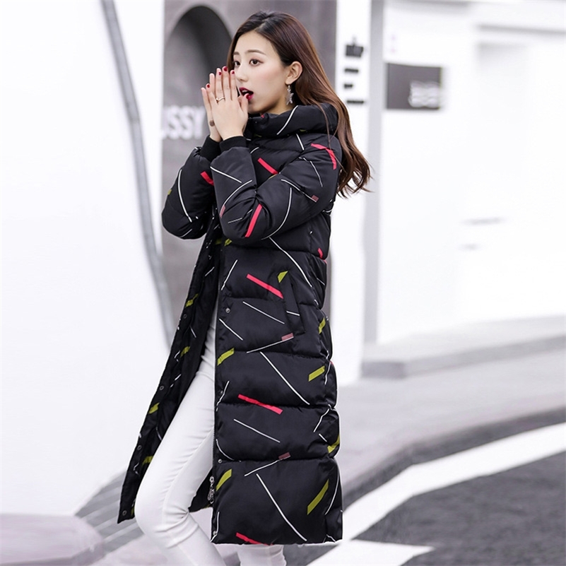 Parka woman basic jackets hooded warm cotton outwear women winter jackets female coat long slim print women down jackets 201217