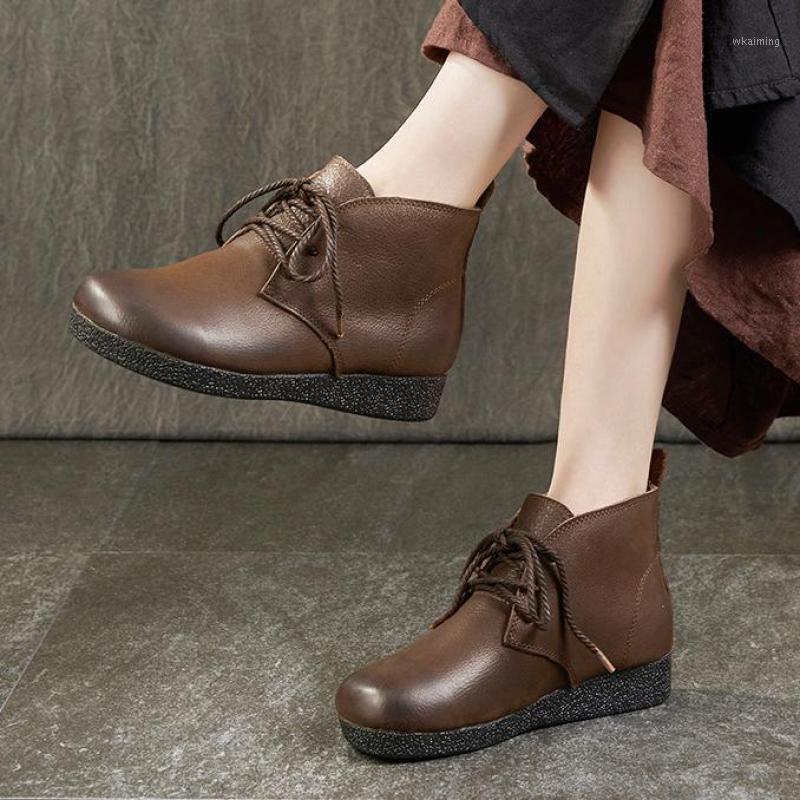 Johnature Genuine Leather Women Shoes Ankle Boots 2020 New Winter Short Plush Lace-up Round Toe Wedges Sewing Platform Boots1, Khaki plush
Johnature Genuine Leather Women Shoes Ankle Boots 2020 New Winter Short Plush Lace-up Round Toe Wedges Sewing Platform Boots1, Khaki plush