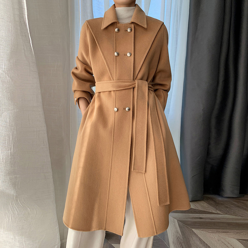 2021 New Female Fashion Long Winter Wool Jacket Elegant Double Breasted Loose Woman Belt Mixtures Office Coat 0AA5, Camel
2021 New Female Fashion Long Winter Wool Jacket Elegant Double Breasted Loose Woman Belt Mixtures Office Coat 0AA5, Camel