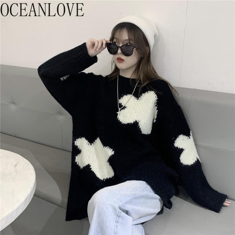 OCEANLOVE Japan Style Pull Femme Black White Printed Loose Vintage Woman Sweaters Autumn Winter 2020 Mujer Sueteres Tops 19345
OCEANLOVE Japan Style Pull Femme Black White Printed Loose Vintage Woman Sweaters Autumn Winter 2020 Mujer Sueteres Tops 19345