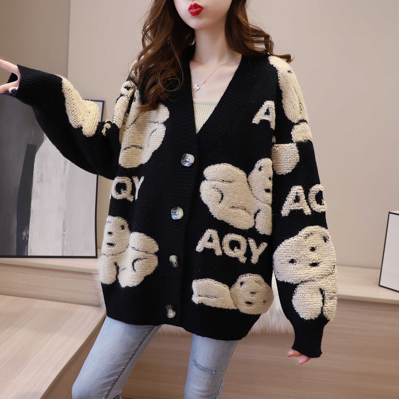 Autumn Winter Knitted Sweater Cardigans Women V-Neck Jumpers Bear Knitwear Single Breasted Outwear Long Sleeve Vintage M107, Black
Autumn Winter Knitted Sweater Cardigans Women V-Neck Jumpers Bear Knitwear Single Breasted Outwear Long Sleeve Vintage M107, Black