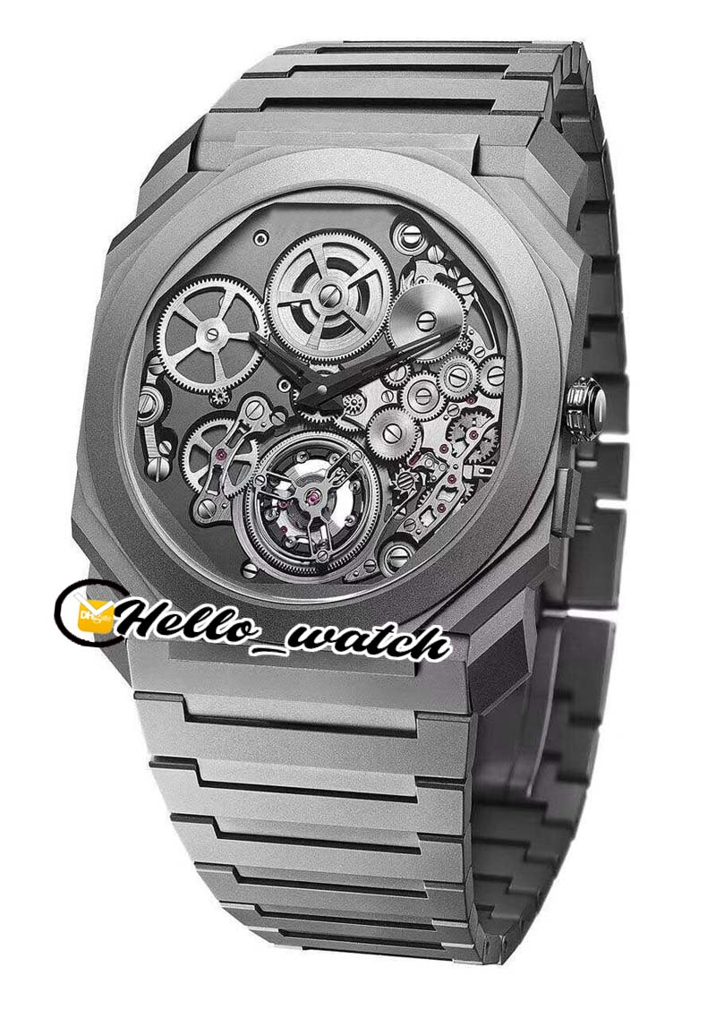New Octo Finissimo Tourbillon 102937 Skeleton Gray Dial Miyota Automatic Mens Watch Titanium Steel Bracelet Sport Watches Hello_watch HWBV
