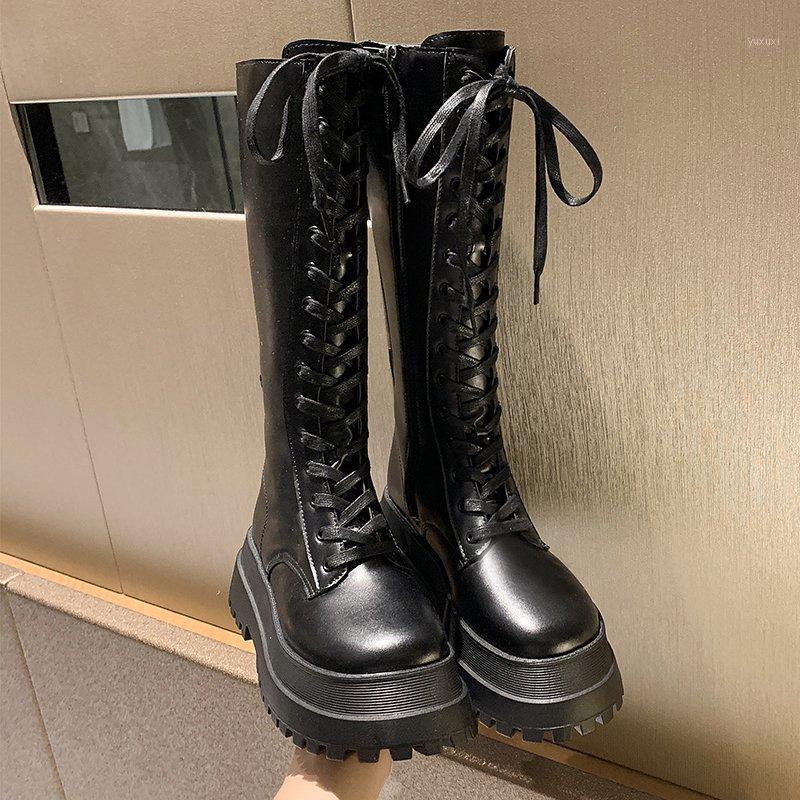 2020 New Chunky Platform Leather Knee High Boots Women Retro Punk Height Increasing long boots Lace Up Booties Mujer1, Black
2020 New Chunky Platform Leather Knee High Boots Women Retro Punk Height Increasing long boots Lace Up Booties Mujer1, Black