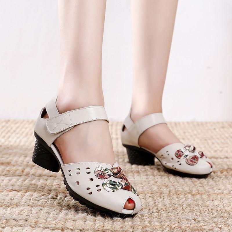 2020 New Women Sandals Soft Stitching Ladies Genuine Leather Square High Heels Peep Toe flower printing sandalias mujer shoes1, White
2020 New Women Sandals Soft Stitching Ladies Genuine Leather Square High Heels Peep Toe flower printing sandalias mujer shoes1, White