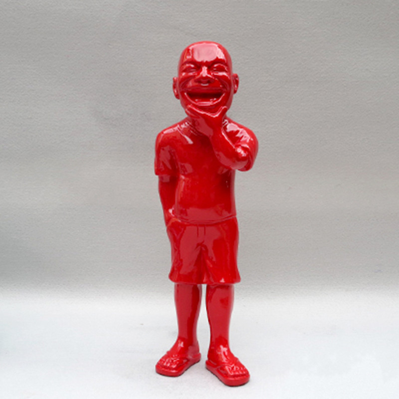 Modern Art Sculpture Creative Abstract Yue Minjun Smiling Decoration Living Room Desktop Display Business Gifts MYP4 220211
