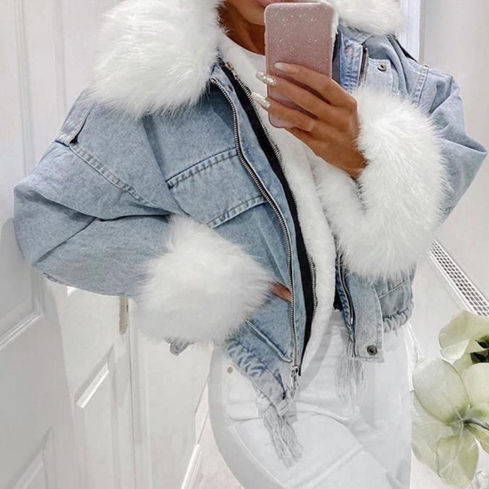 2020 Jean Jacket Coat Faux Fur Detachable Warm Thicken Women Winter Fleece Coats Casual Loose Denim Jackets Outwear, Black
2020 Jean Jacket Coat Faux Fur Detachable Warm Thicken Women Winter Fleece Coats Casual Loose Denim Jackets Outwear, Black
