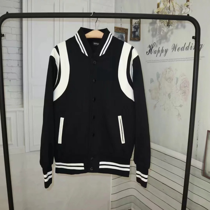 New Arrival Bomber Jacket Men Rib Sleeve Cotton Casual Baseball Uniform Collar Coat Star Autumn And Winter Spliced Short 201116