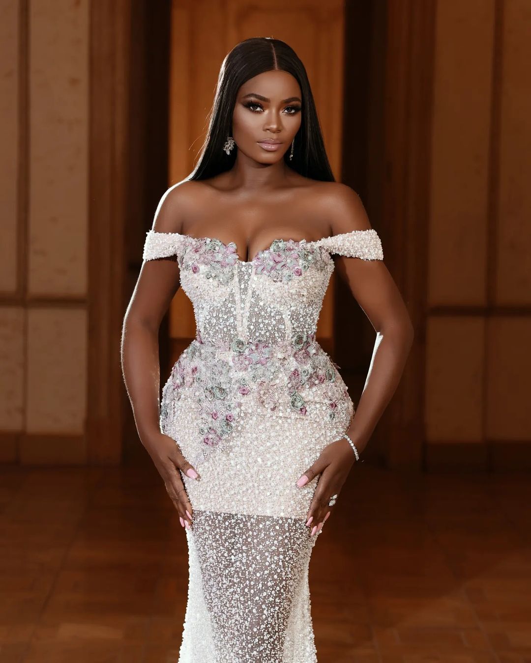 2022 Plus Size Arabic Aso Ebi Ivory Luxurious Mermaid Wedding Dress Sequined Lace Pearls Bridal Gowns Dresses ZJ605