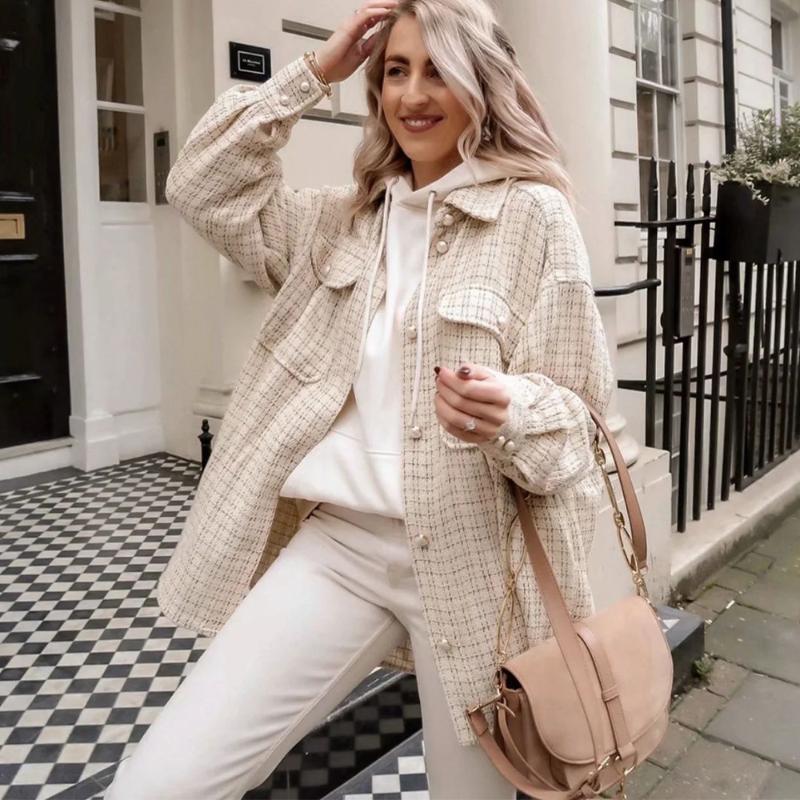 New Fall Winter Women Jacket Pearl buttons Warm Tweed Women Coat Oversized Chic Fashion High Street Female Outfits Tops, Beige
New Fall Winter Women Jacket Pearl buttons Warm Tweed Women Coat Oversized Chic Fashion High Street Female Outfits Tops, Beige