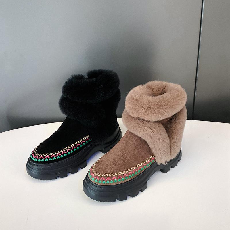 snow boots women's new winter shoes keep warm mixed colors genuine leather thick bottom ankle boots botas mujer, Brown
snow boots women's new winter shoes keep warm mixed colors genuine leather thick bottom ankle boots botas mujer, Brown