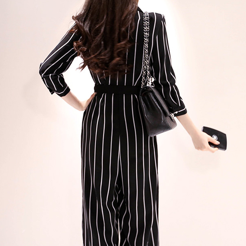 Fashion women new arrival casual comfortable jumpsuit vintage work style temperament wild trend high quality striped lady romper T200509