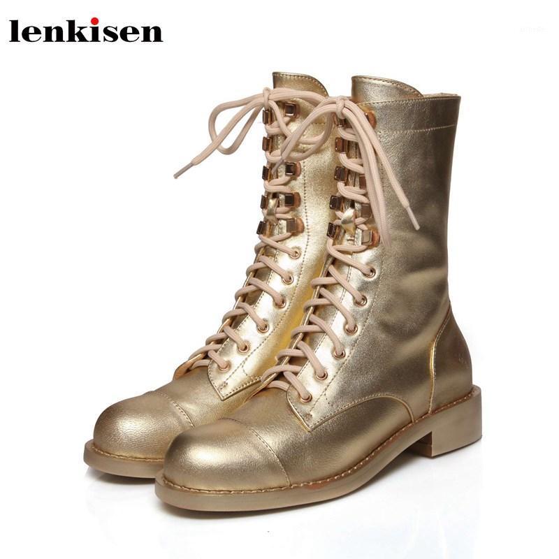 Lenkisen Internet popular cow leather boots side Zipper lace up round toe high heels women warm fashion shiny mid-calf boots L921, Beige
Lenkisen Internet popular cow leather boots side Zipper lace up round toe high heels women warm fashion shiny mid-calf boots L921, Beige