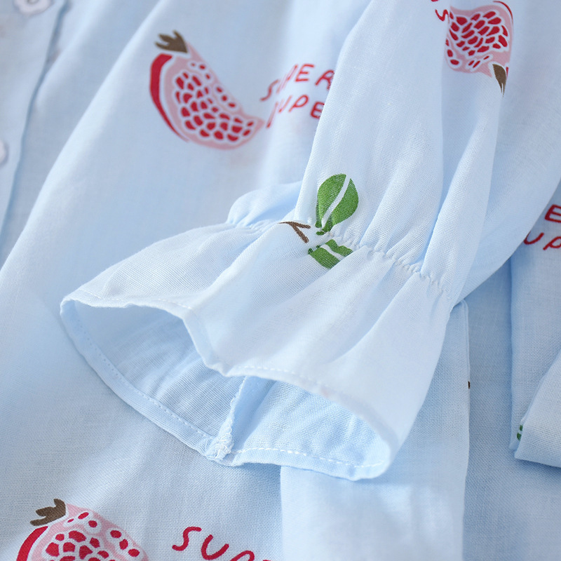 Double Layer Gauze Doll Collar Pajamas Set Spring and Summer Models Pure Cotton Maternal Confinement Piyamas Women Twopiece T200429