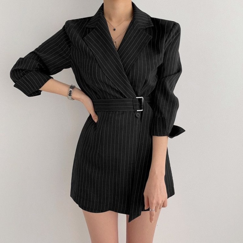 2021 New Fancy Feminine Style Striped Suits Engraved Collar Little Dresses Office Lady Empire Stripes the Line Dressed in Autumn Spring 8SLN, Black
2021 New Fancy Feminine Style Striped Suits Engraved Collar Little Dresses Office Lady Empire Stripes the Line Dressed in Autumn Spring 8SLN, Black