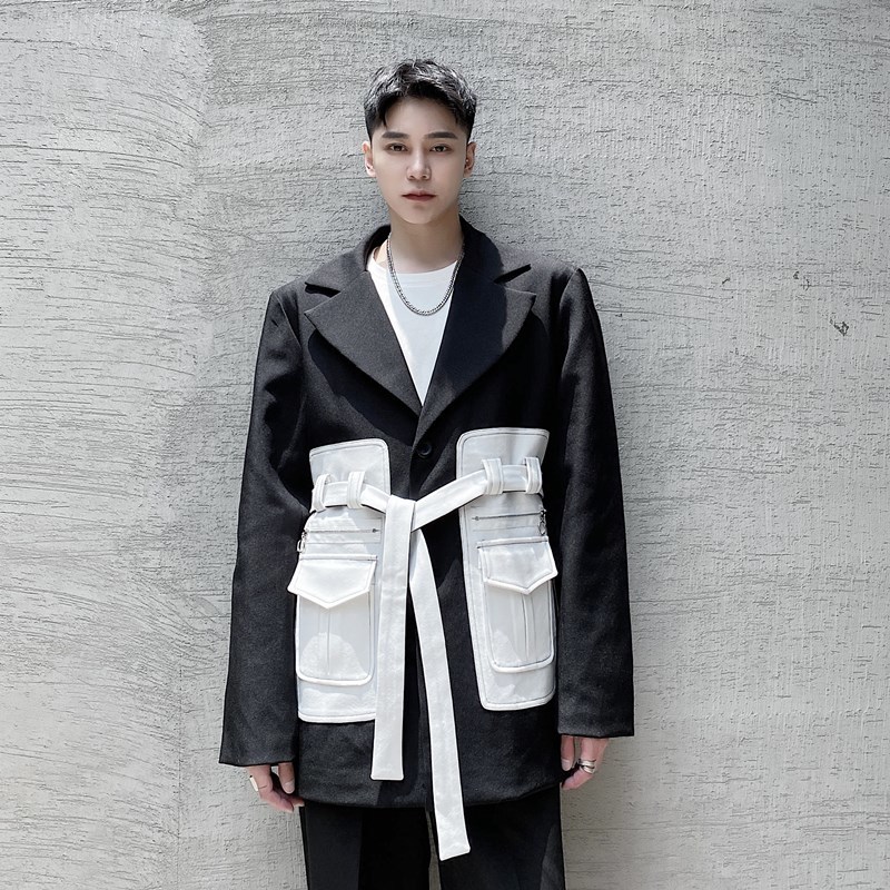 2020 Splice Pocket Men Belt Blazers Men's Jacket Jacket... Streetwear Vintage Fashion Suit Stage Clothes. Jzcn, 655
2020 Splice Pocket Men Belt Blazers Men's Jacket Jacket... Streetwear Vintage Fashion Suit Stage Clothes. Jzcn, 655