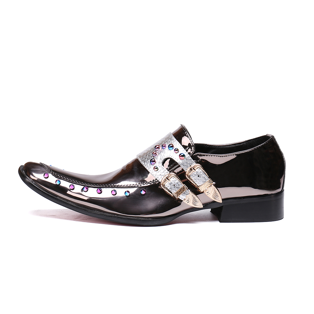 2020 Wedding Gold Silver Men Genuine Leather Rivets Oxford Shoes Zapatos X4q3, The picture 
2020 Wedding Gold Silver Men Genuine Leather Rivets Oxford Shoes Zapatos X4q3, The picture