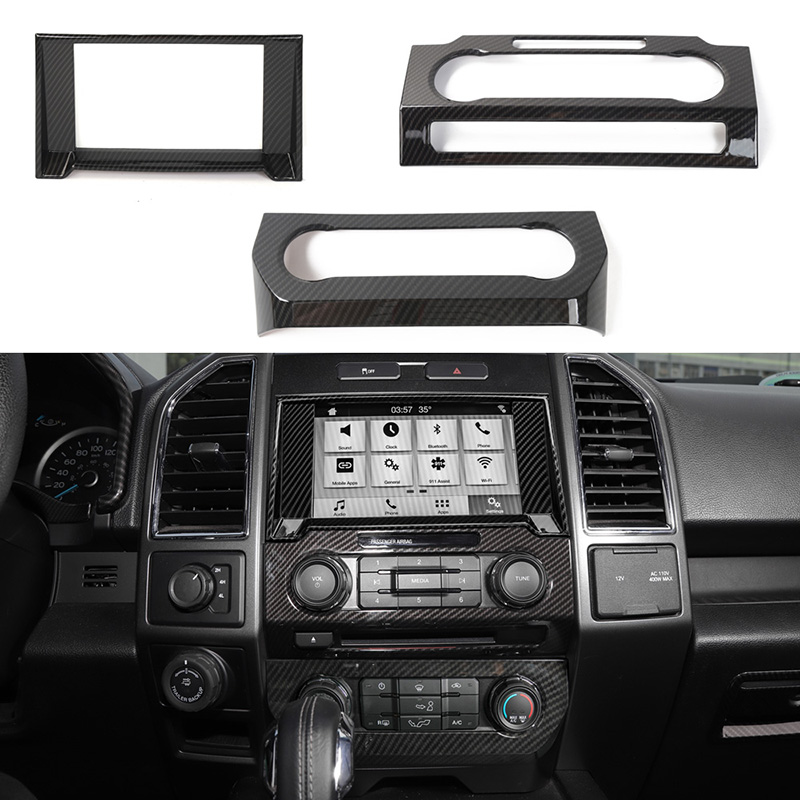 21PCS Carbon Fiber Interior Decoration Accessories Cover Trim For Ford F150 2015+ Car Interior Suite Accessories