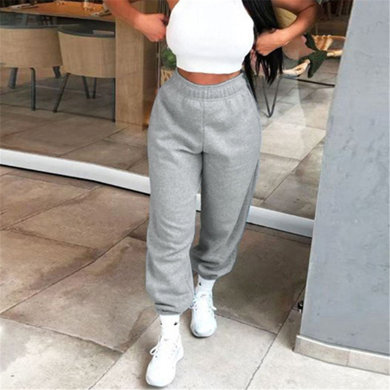 Women Active Sweatpant High Waist Sporty Gym Athletic Fit Fleece Jogger Solid hip hop cool Pants Lounge Trousers 201106