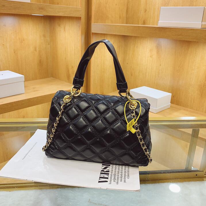 factory outlet ladies leathers shoulder bags classic solid color plaid chain bag retro sewing fashion handbags street trend soft leather handbag
