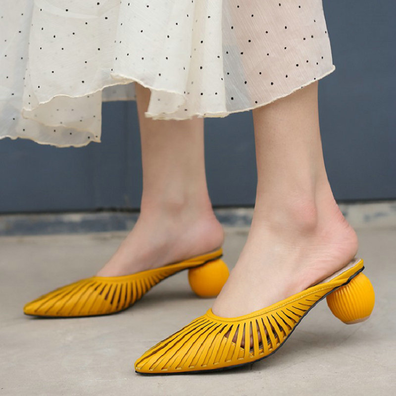 Top genuine leather yellow sheep off women slippers around high heels slides tall female mules size 43 42, Red
Top genuine leather yellow sheep off women slippers around high heels slides tall female mules size 43 42, Red