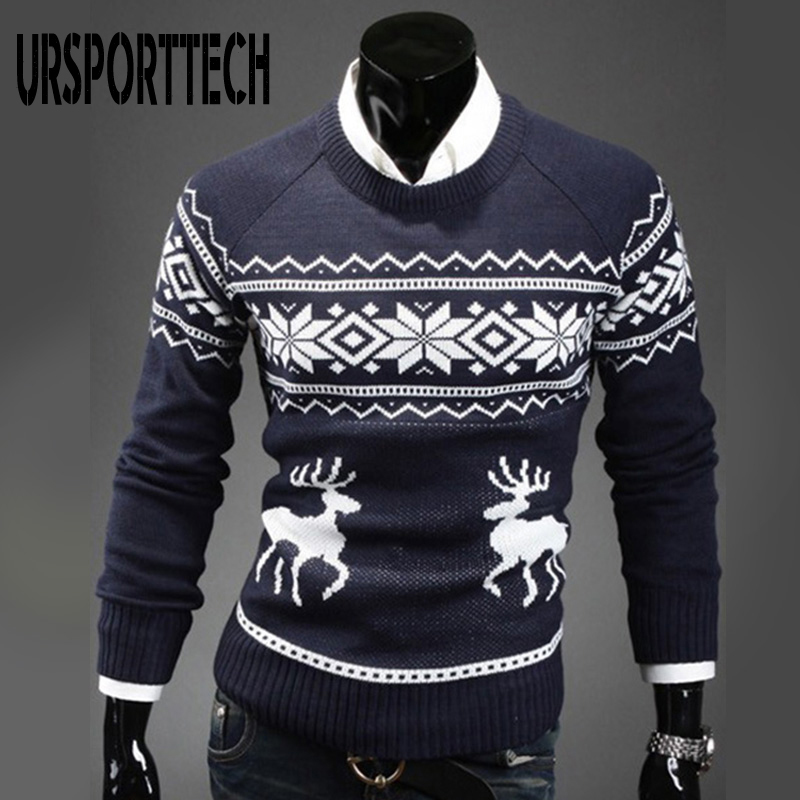Autumn Thin Men Pullovers Deer Print Oversized Knitted Sweaters Unisex Man Woman Funny Ugly Christmas Sweater 201211