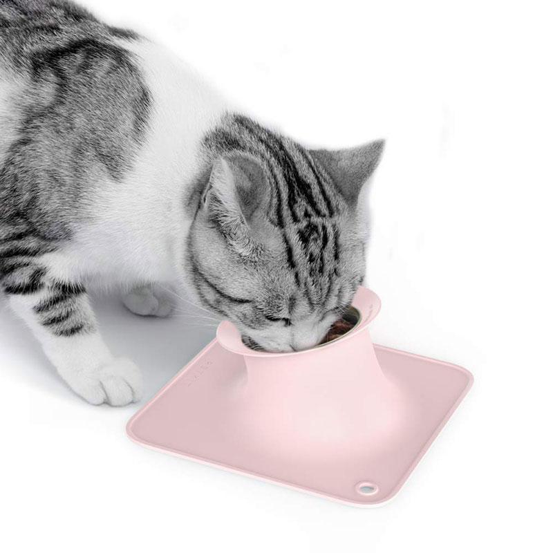 PETKIT Pet Cat Bowl 15 Degree Stand Silicone pets slow eating bowls with plate tablecloth mat for pet supplies cat