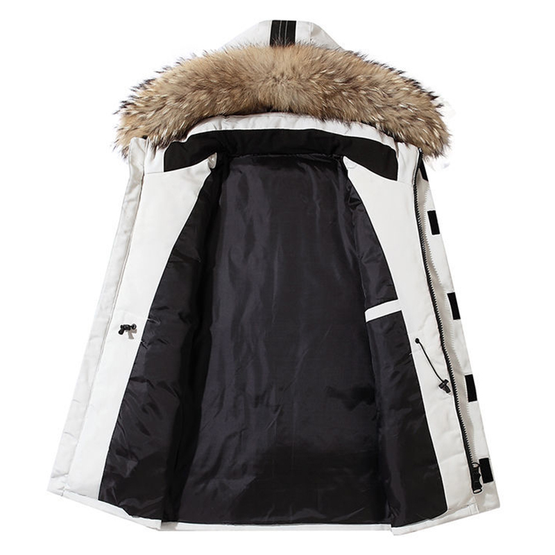 Thicken Men's Down Jackets Big Real Fur Collar Warm Parka -30 degrees Men Casual 90% White Duck Down Coats Winter Snow Overcoat 201103