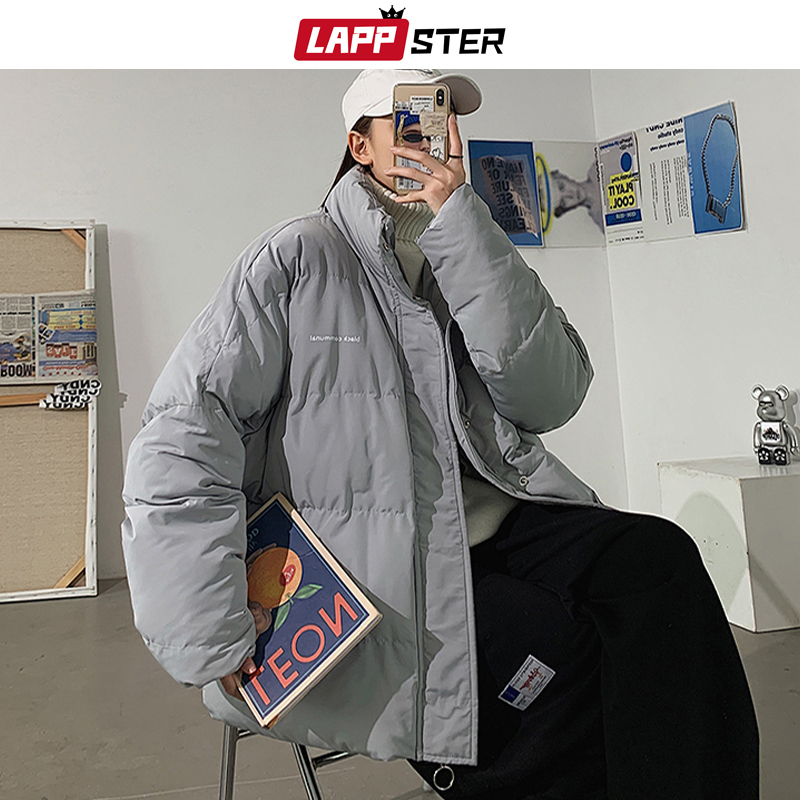 LAPPSTER Men Japanese Streetwear Black Puffer Jacket Mens Harajuku Hip Hop Winter Bubble Jackets Coats Couple Korean Parka 201127