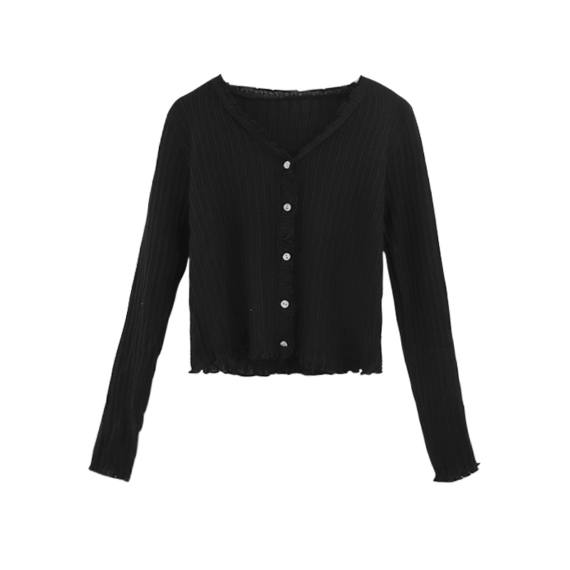 Spring Autumn Women's Long-Sleeved Knit Cardigan Purple Tops New Korean V-Neck Short Sunscreen Chic Sweaters GD375 200924