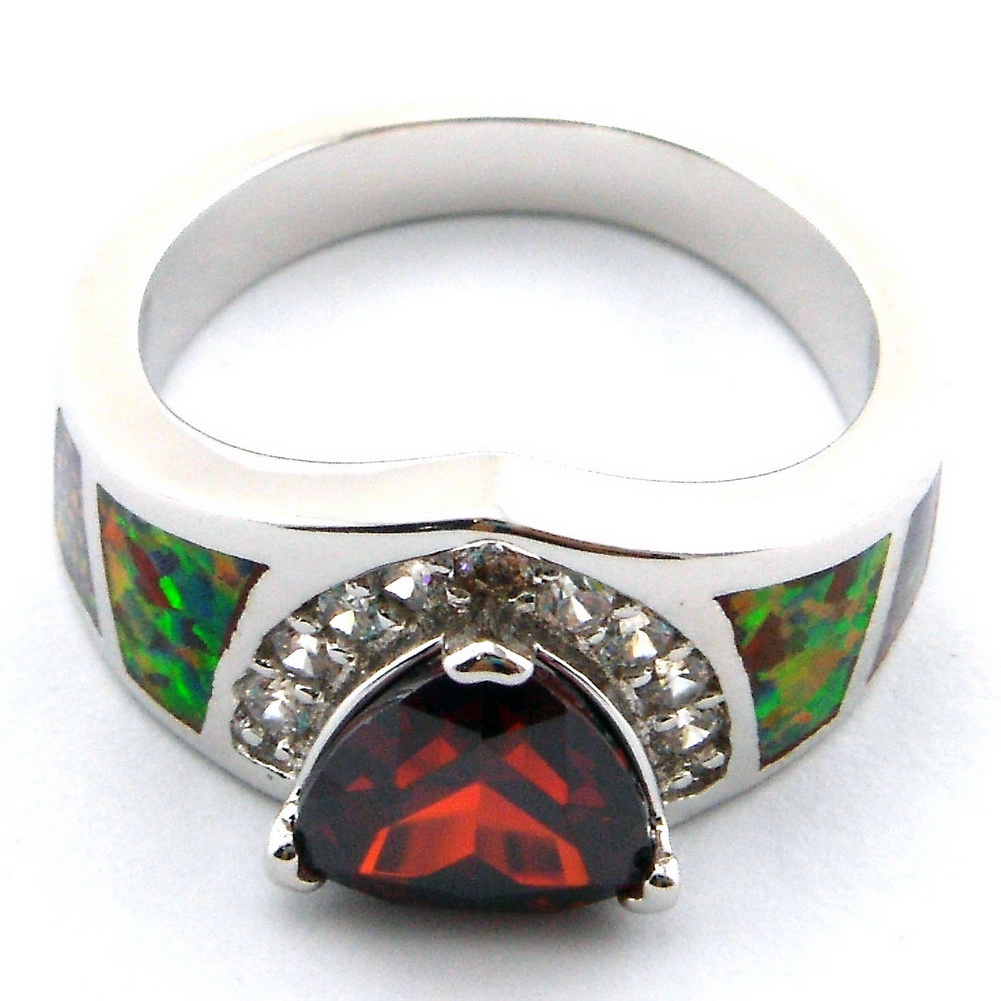 blue opal rings ;fashion jewelry with RED FIRE OPAL stone