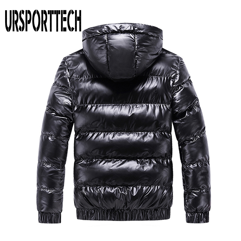 New Bright Leather Winter Men's Jacket Casual Parka Outwear Waterproof Thicken Warm Stand Collar Outwear Coat Men Clothing 201214