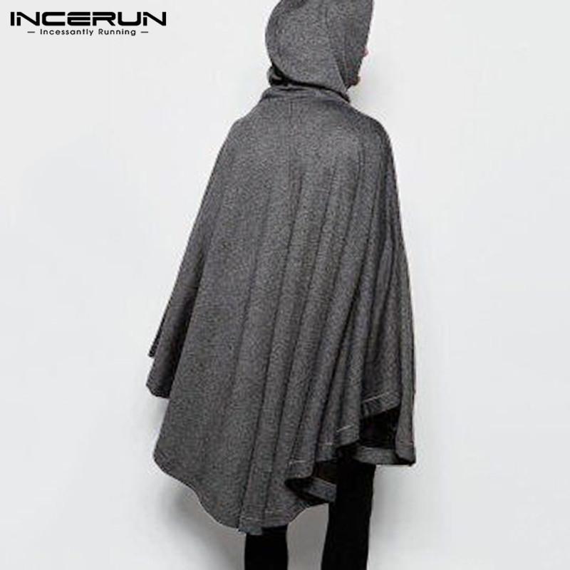 Men Solid Color Cloak Hoodies Loose Irregular Leisure Hooded Sweatshirts INCERUN Mens Fashion Cape Pluvial Streetwear 5XL1