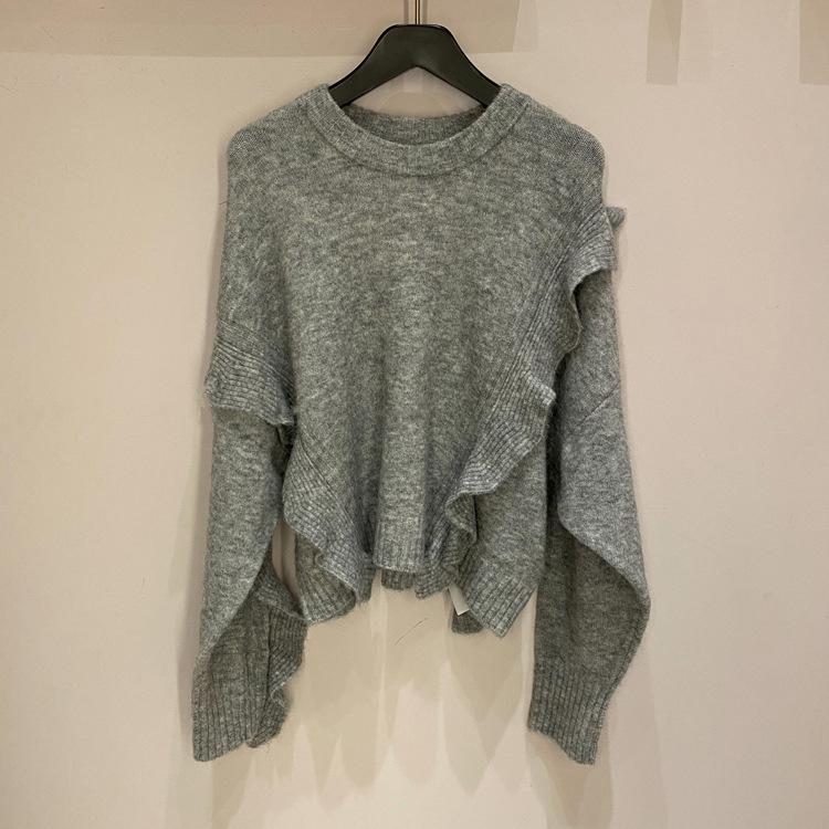 Women Sweater 2020 Autumn and Winter New Round Neck Ruffled Long-sleeved Wool Sweater Women, Gray
Women Sweater 2020 Autumn and Winter New Round Neck Ruffled Long-sleeved Wool Sweater Women, Gray