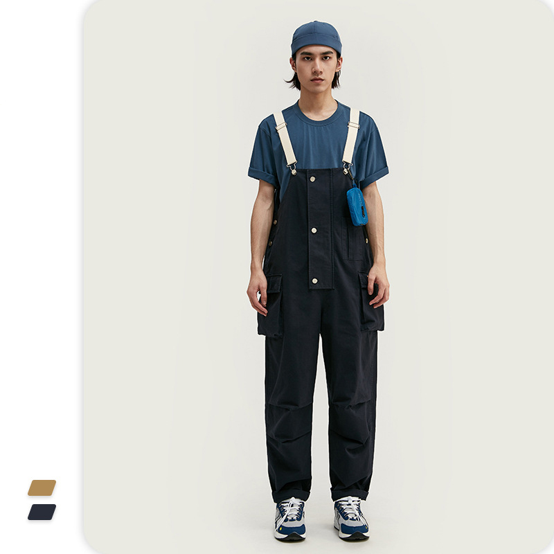 VIMASS Spring Summer New Trendy Casual Multi Dimensional Multi Pocket Trousers Men's Strap Jumpsuit Casual pants 201027