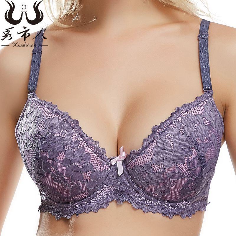 Underwear lace bra gathered bra women's underwear, Beige