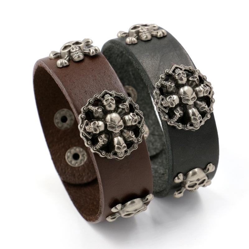 2021 new design fashion accessories punk wide leather men's bracelet leather bracelet men's skull snap
2021 new design fashion accessories punk wide leather men's bracelet leather bracelet men's skull snap