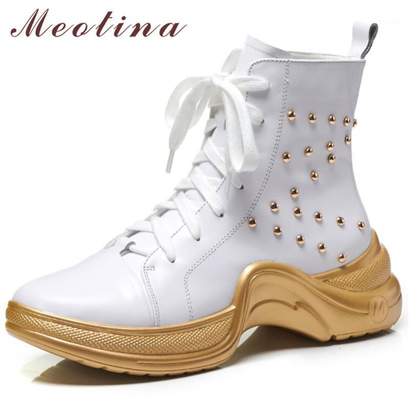 Meotina Winter Ankle Boots Women Shoes Natural Genuine Leather Flat Platform Short Boots Rivets Lace Up Ladies Shoes Fall 34-391, Black
Meotina Winter Ankle Boots Women Shoes Natural Genuine Leather Flat Platform Short Boots Rivets Lace Up Ladies Shoes Fall 34-391, Black