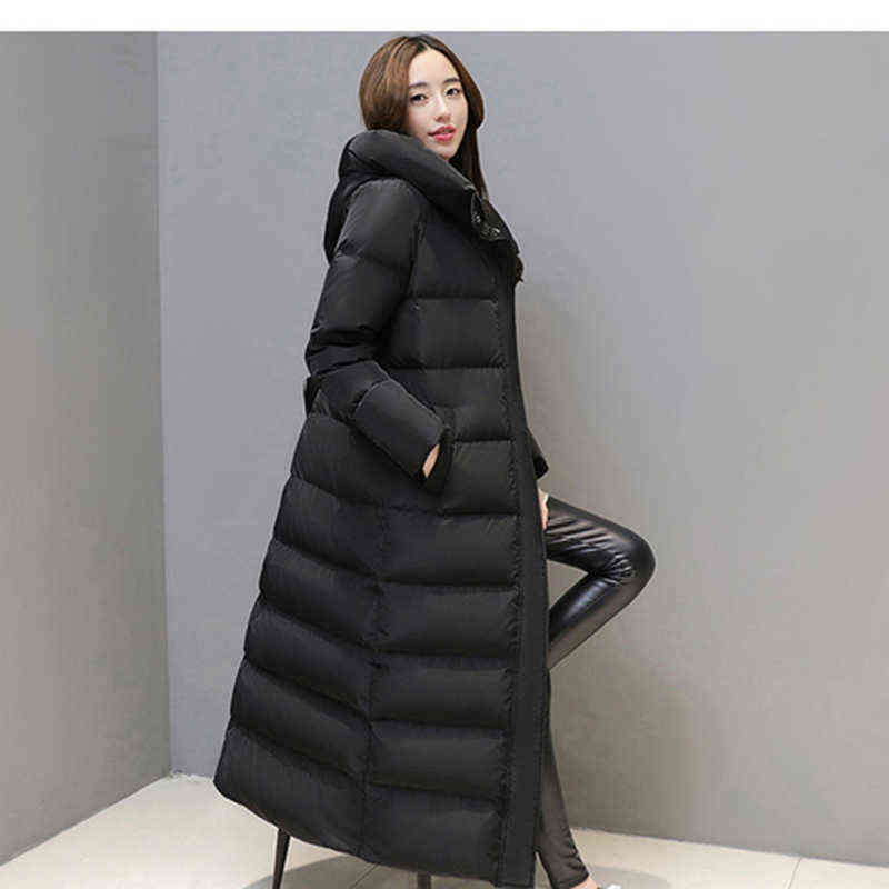 Women's super long down jacket winter puffer Thick coat Black Red Hooded zipper Keep warm plus size 211221 - view 6