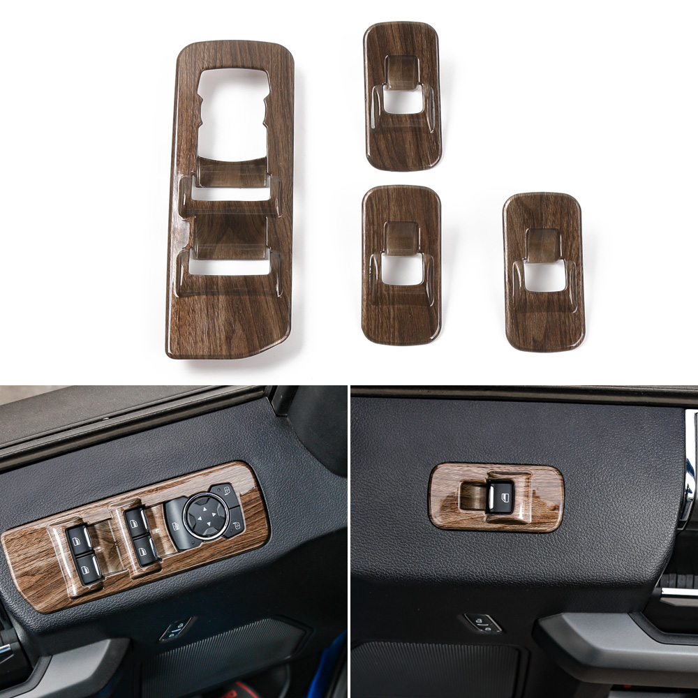18PCS Wood Carbon Fiber Interior Decoration Accessories Cover Trim For Ford F150 2015+ Car Interior Suite Accessories