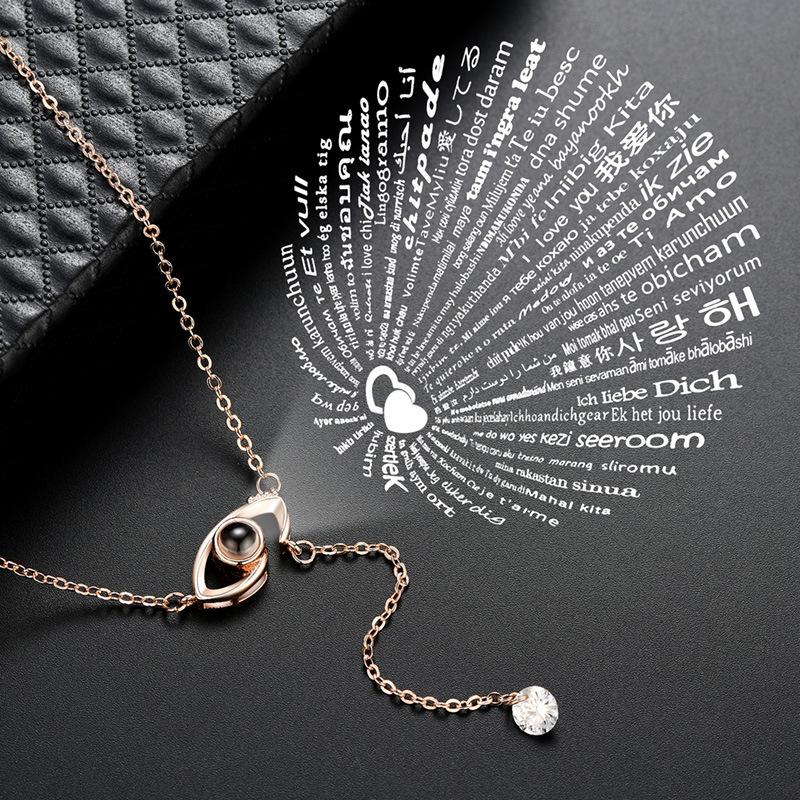 100 Languages I Love You Projection Angel's Eye Crystal Pendant Necklace Romantic Love Memory Wedding Necklace For Woman Jewelry
100 Languages I Love You Projection Angel's Eye Crystal Pendant Necklace Romantic Love Memory Wedding Necklace For Woman Jewelry