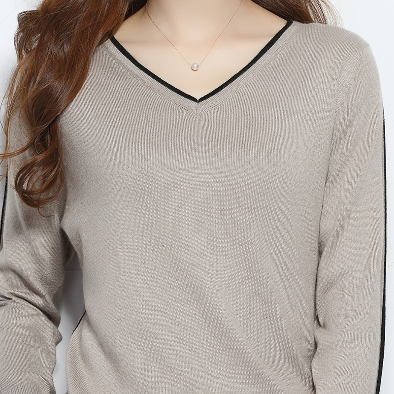New Autumn Winter Women Sweaters And Pullovers V-neck Cashmere Sweaters Wild Female Knitted Slim Wool Sweater 14 Color 201221