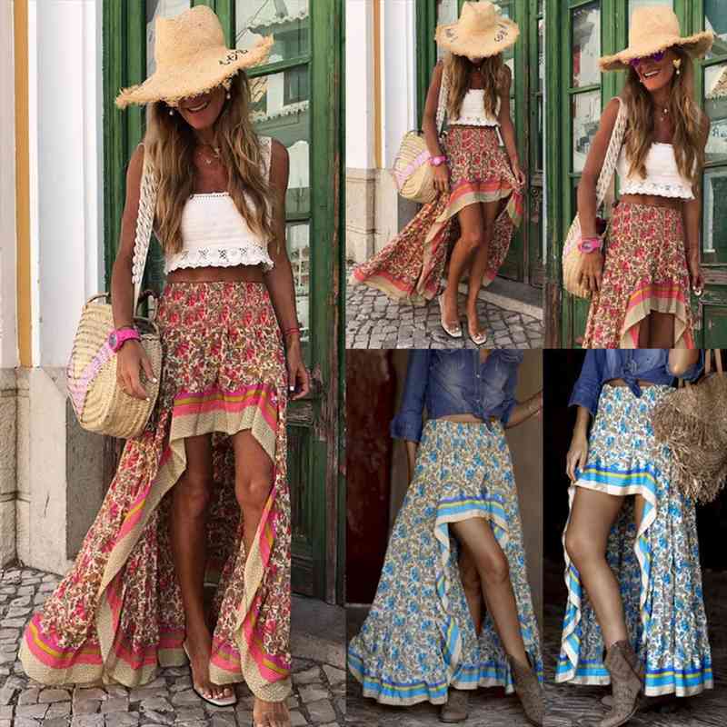 38 summer bohemian long skirts women floral print holiday beach irregular skirt long skirts elegant floral printing, Gray
38 summer bohemian long skirts women floral print holiday beach irregular skirt long skirts elegant floral printing, Gray