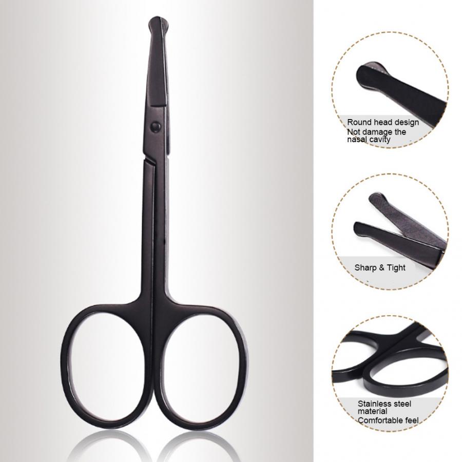 Black Stainless Steel Hair Scissors Eyebrows Nose Hairbeard Scissor Beauty Tool Hairdressers accept your logo printing
